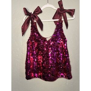 Anthropologie Maeve Ruby Top Bow Straps Woman's Small Summer Top‎